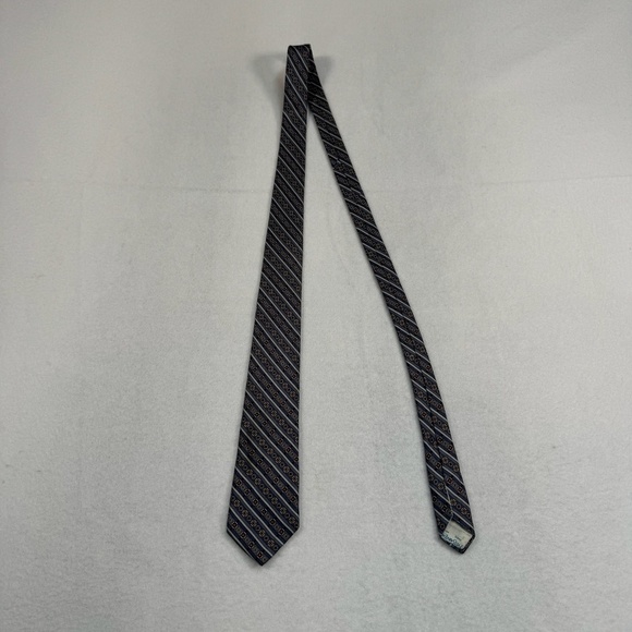 Yves Saint Laurent 100% Silk Neck Tie Mens Blue Maroon - Picture 2 of 6